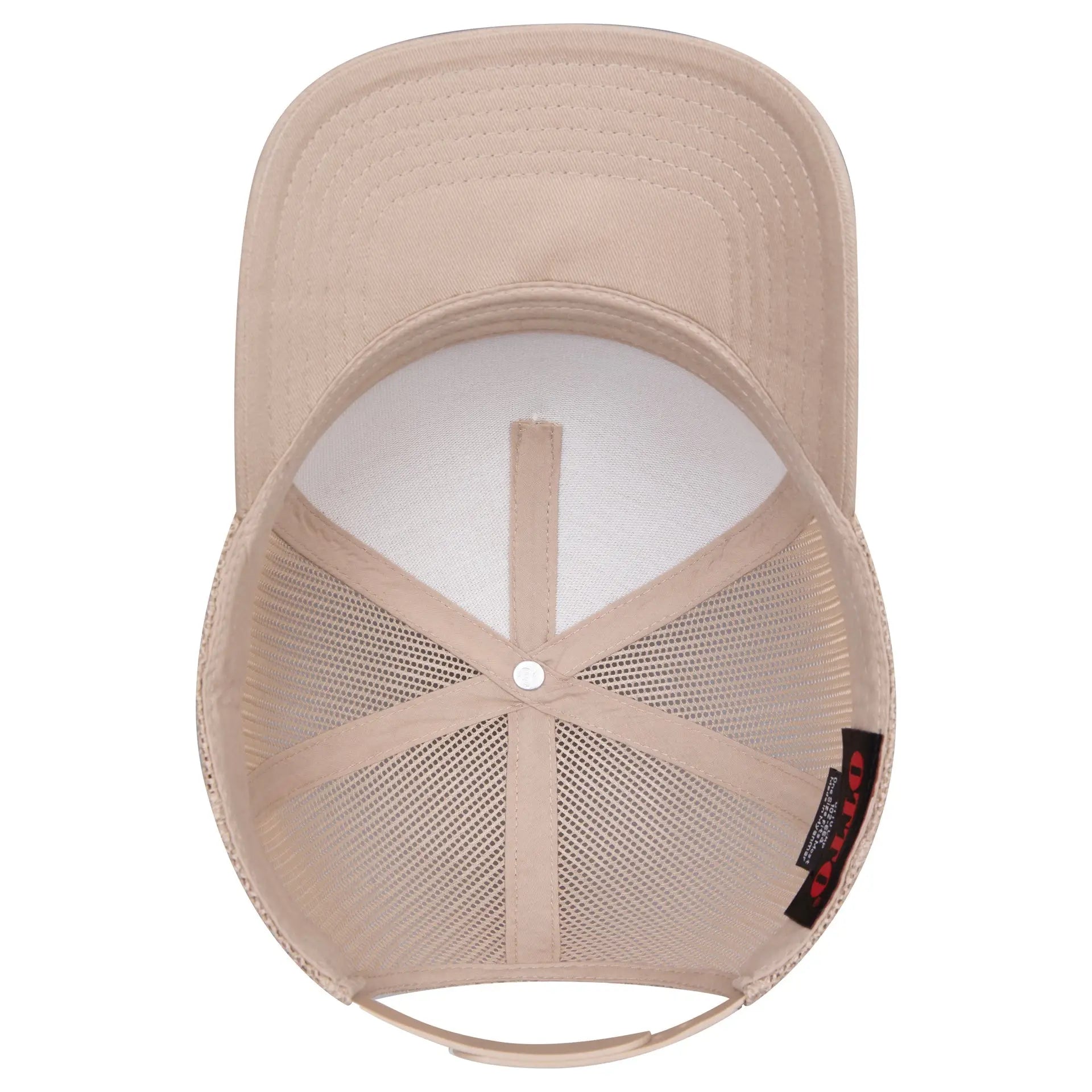 OTTO 102-664 5 Panel Low Profile Mesh Back Trucker Cap - Khaki - Khaki / 6 1/2’’ - 7 5/8’’