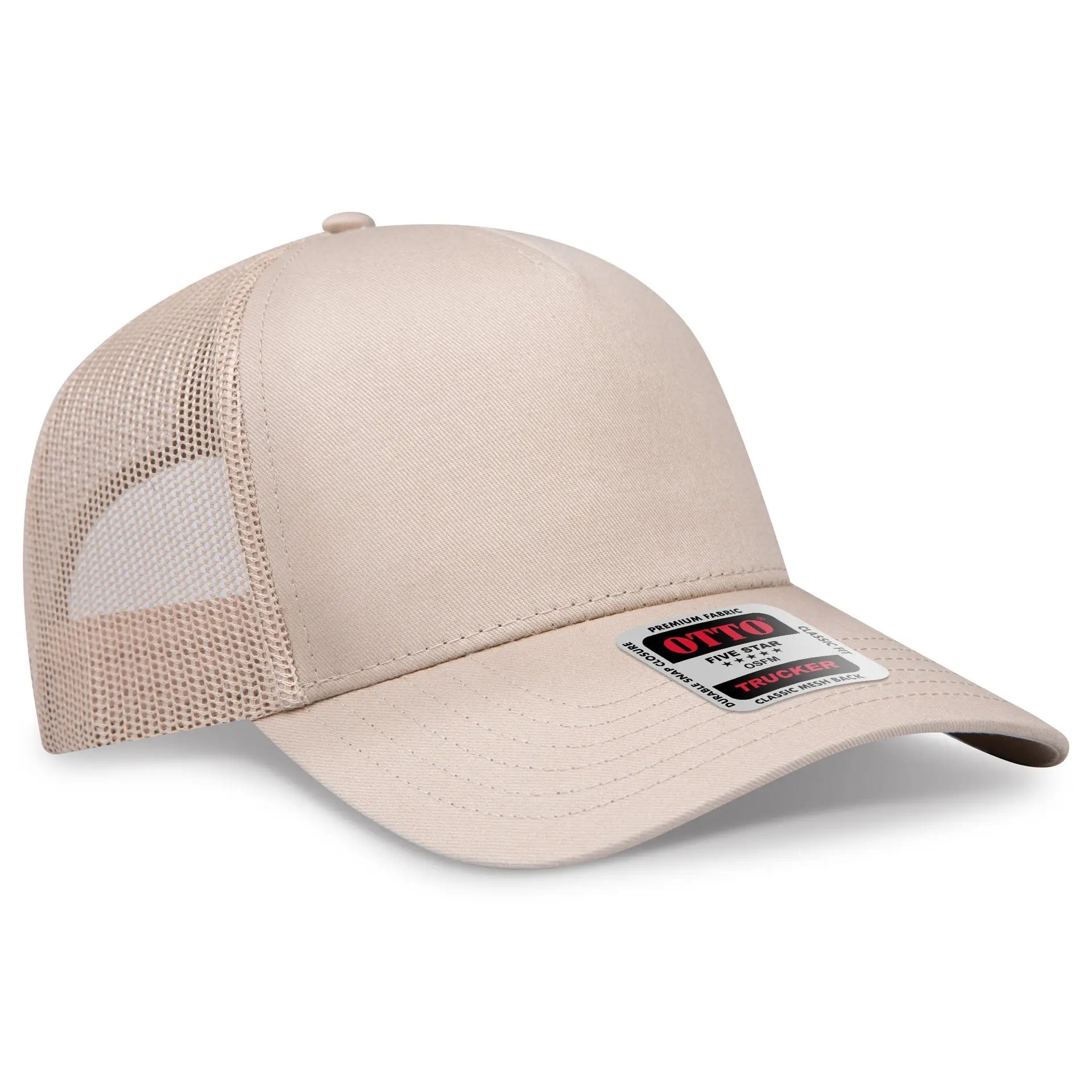 OTTO 102-664 5 Panel Low Profile Mesh Back Trucker Cap - Khaki - Khaki / 6 1/2’’ - 7 5/8’’