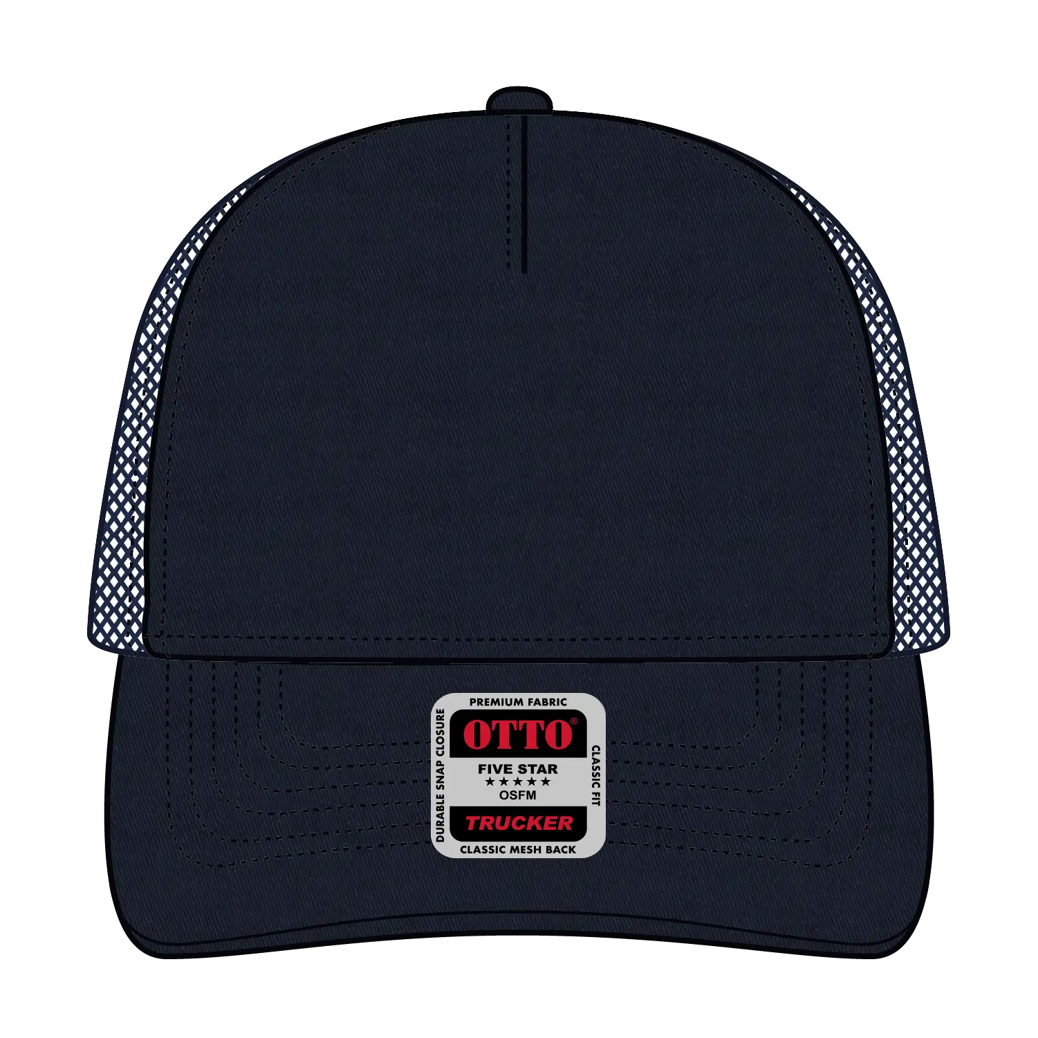 OTTO 102-664 5 Panel Low Profile Mesh Back Trucker Cap - Navy - Navy / 6 1/2’’ - 7 5/8’’