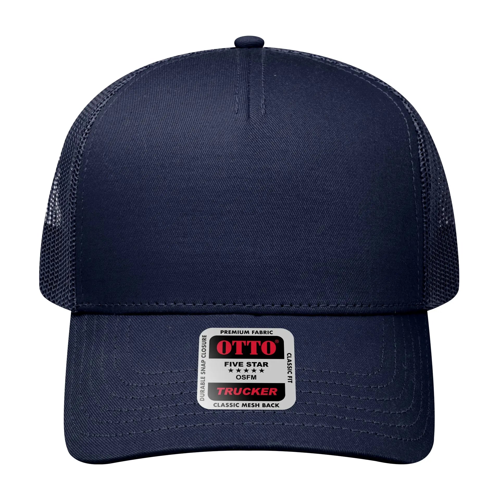 OTTO 102-664 5 Panel Low Profile Mesh Back Trucker Cap - Navy - Navy / 6 1/2’’ - 7 5/8’’
