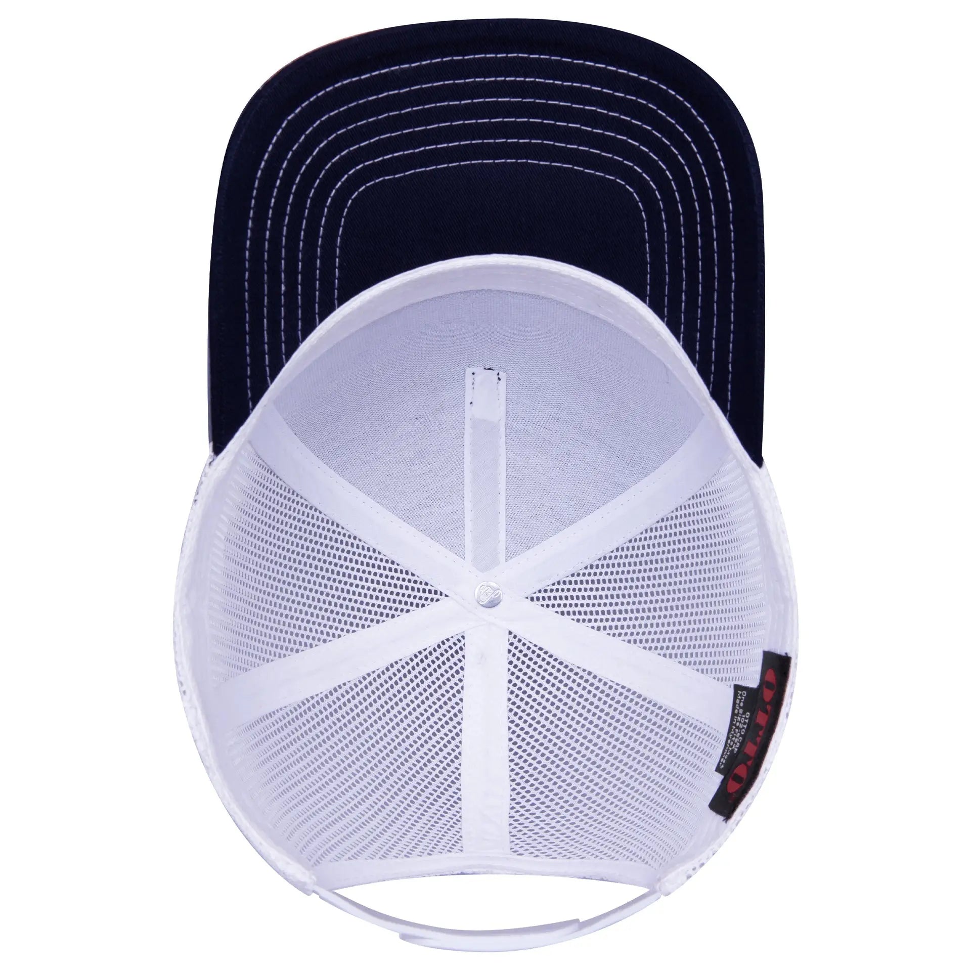 OTTO 102-664 5 Panel Low Profile Mesh Back Trucker Cap - Nvy/Nvy/Wht - Nvy/Nvy/Wht / 6 1/2’’ - 7 5/8’’