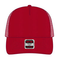 OTTO 102-664 5 Panel Low Profile Mesh Back Trucker Cap - Red - Red / 6 1/2’’ - 7 5/8’’