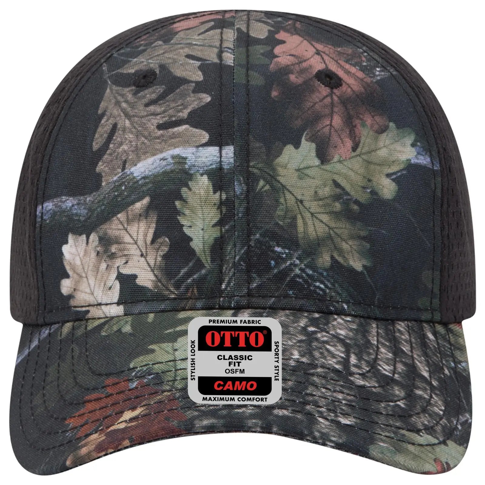 OTTO 103-1243 Camouflage 6 Panel Low Profile Baseball Cap - Blk/Blk - Blk/Blk / 6 1/2’’ - 7 5/8’’