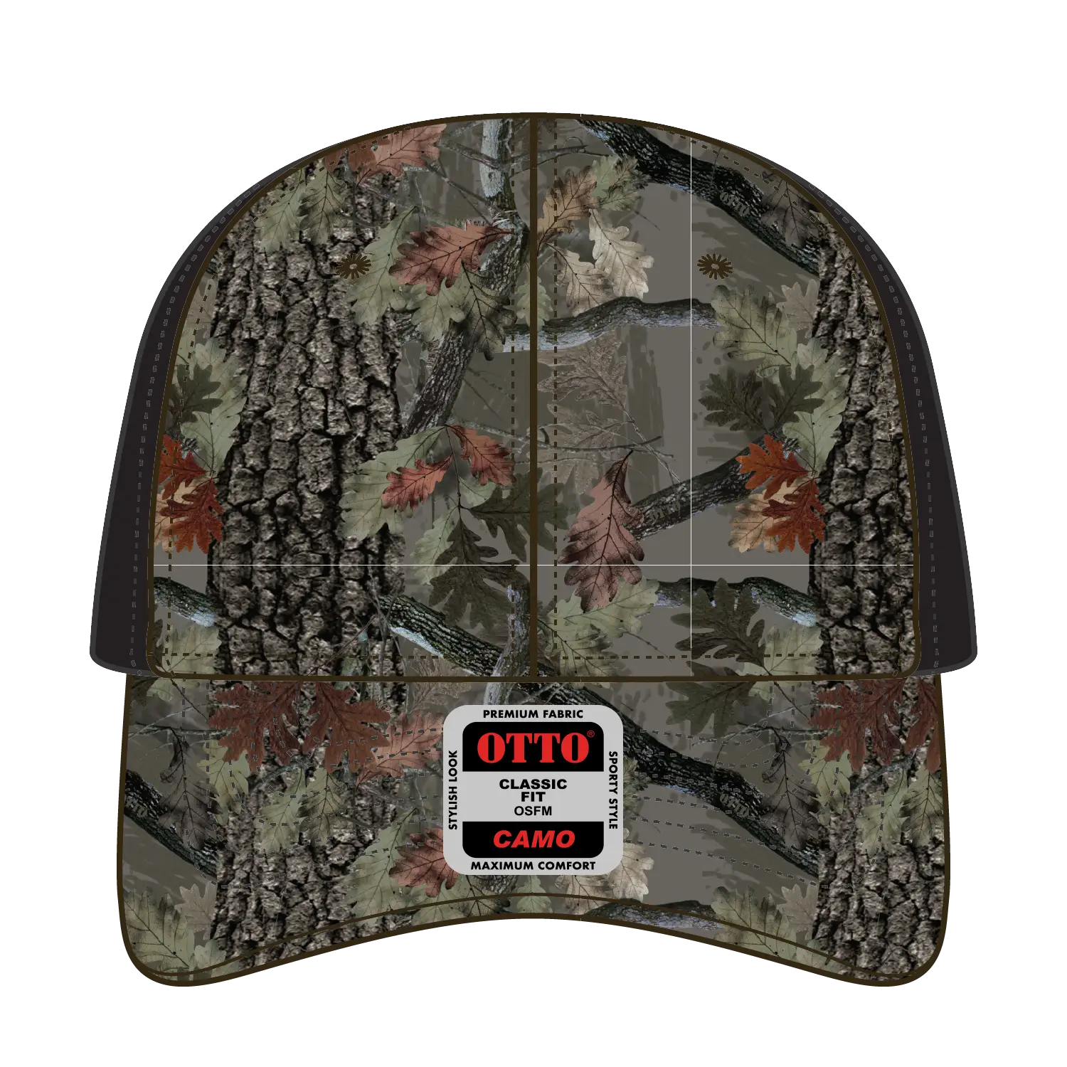 OTTO 103-1243 Camouflage 6 Panel Low Profile Baseball Cap - D. Kha/Blk - D. Kha/Blk / 6 1/2’’ - 7 5/8’’