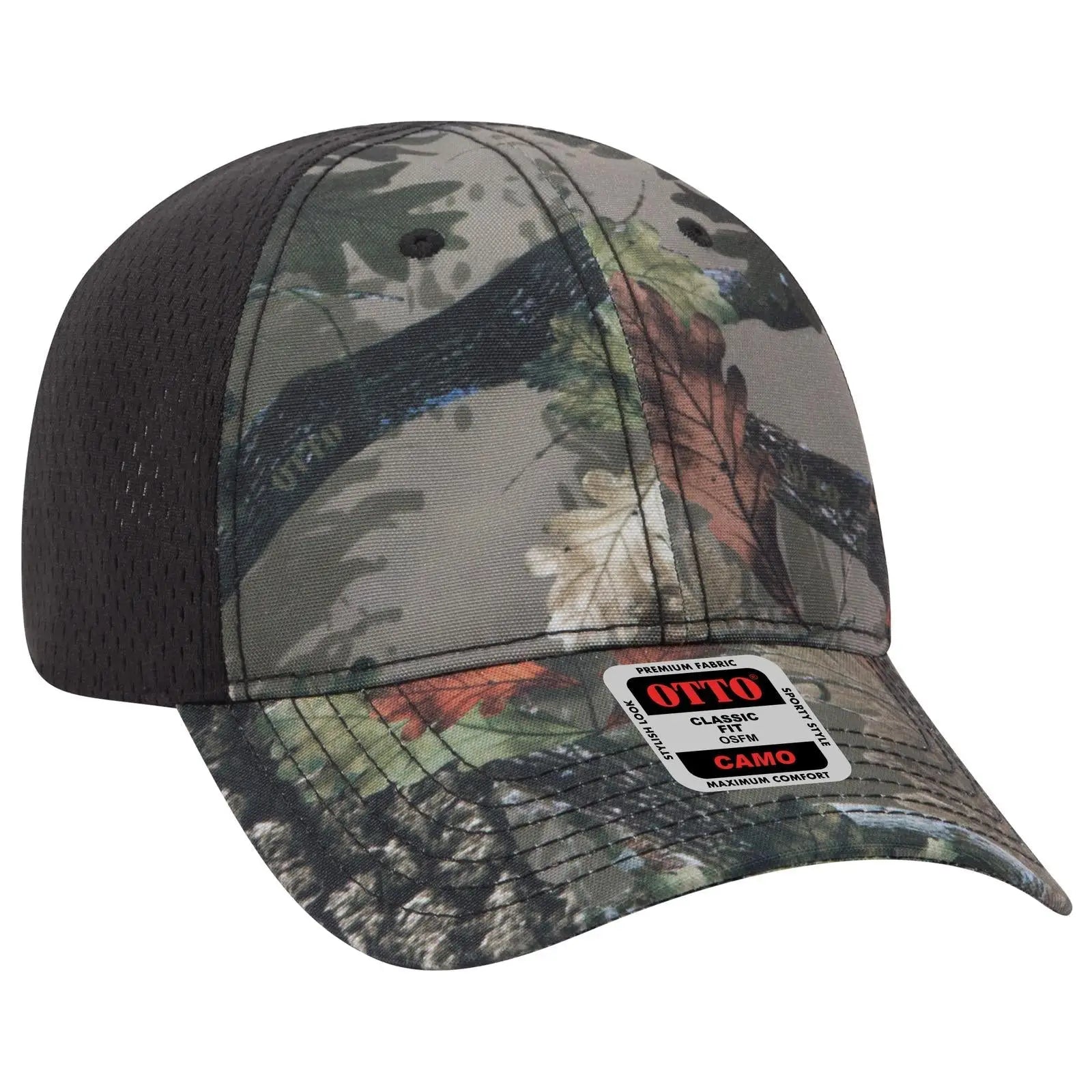 OTTO 103-1243 Camouflage 6 Panel Low Profile Baseball Cap - D. Kha/Blk - D. Kha/Blk / 6 1/2’’ - 7 5/8’’
