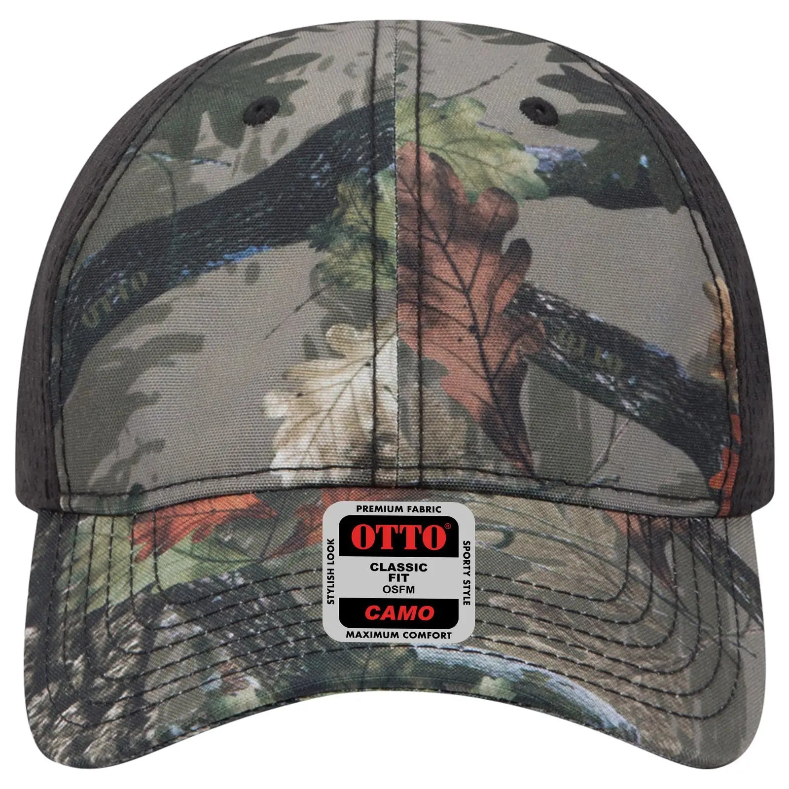 OTTO 103-1243 Camouflage 6 Panel Low Profile Baseball Cap - D. Kha/Blk - D. Kha/Blk / 6 1/2’’ - 7 5/8’’