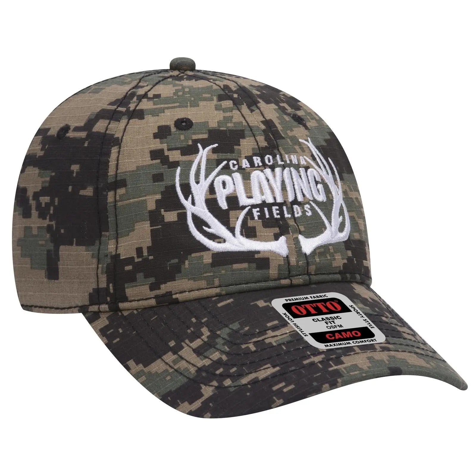 OTTO 103-713 Digital Camouflage 6 Panel Low Profile Baseball Cap - Blk/Dk.Grn/Dk.Kha - Blk/Dk.Grn/Dk.Kha / 6 1/2’’ - 7
