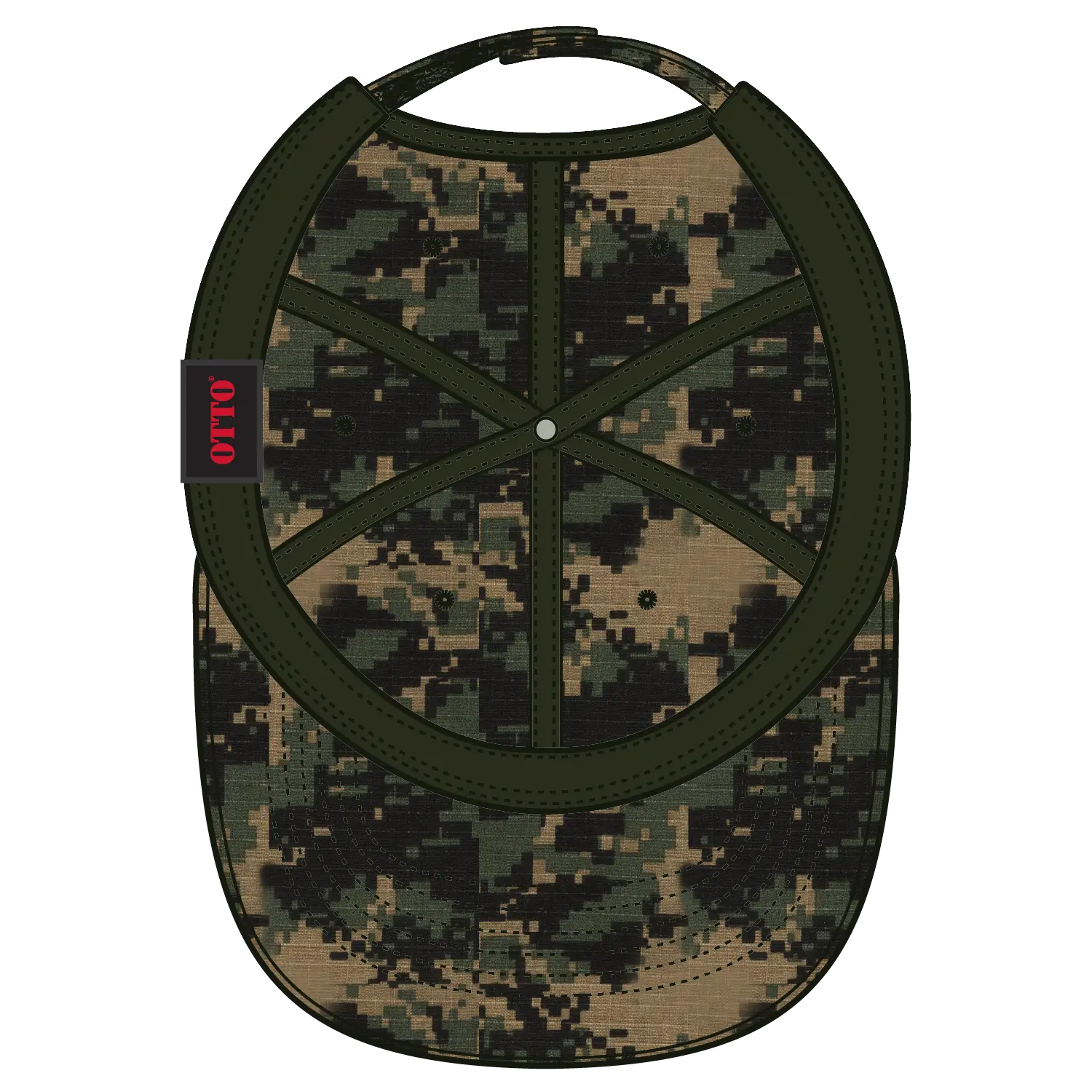 OTTO 103-713 Digital Camouflage 6 Panel Low Profile Baseball Cap - Blk/Dk.Grn/Dk.Kha - Blk/Dk.Grn/Dk.Kha / 6 1/2’’ - 7