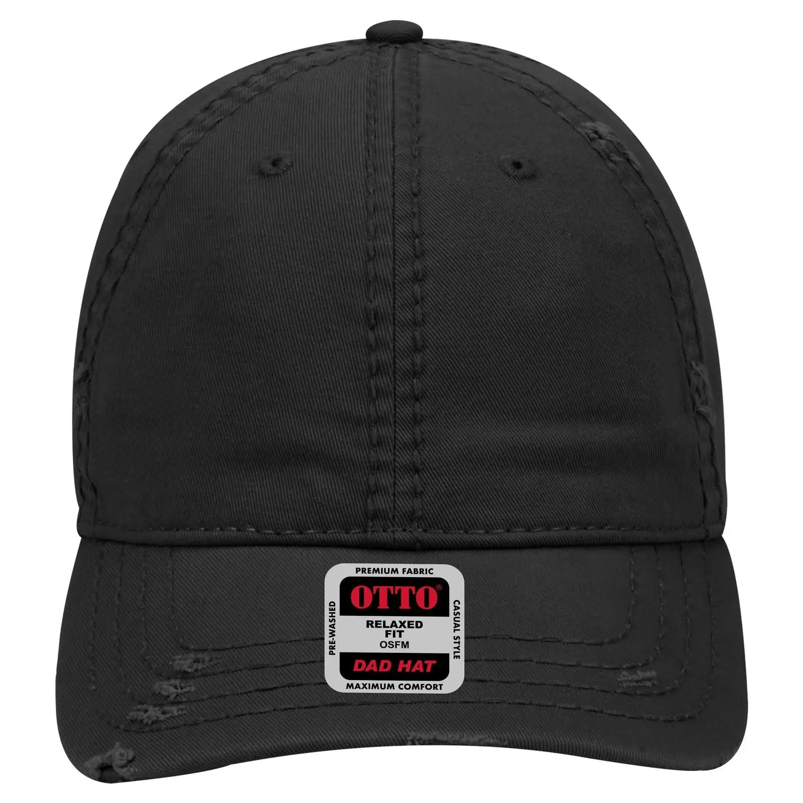 OTTO 104-1018 6 Panel Low Profile Dad Cap - Black - Black / 6 1/2’’ - 7 5/8’’
