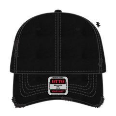 OTTO 104-1018 6 Panel Low Profile Dad Cap - Black - Black / 6 1/2’’ - 7 5/8’’