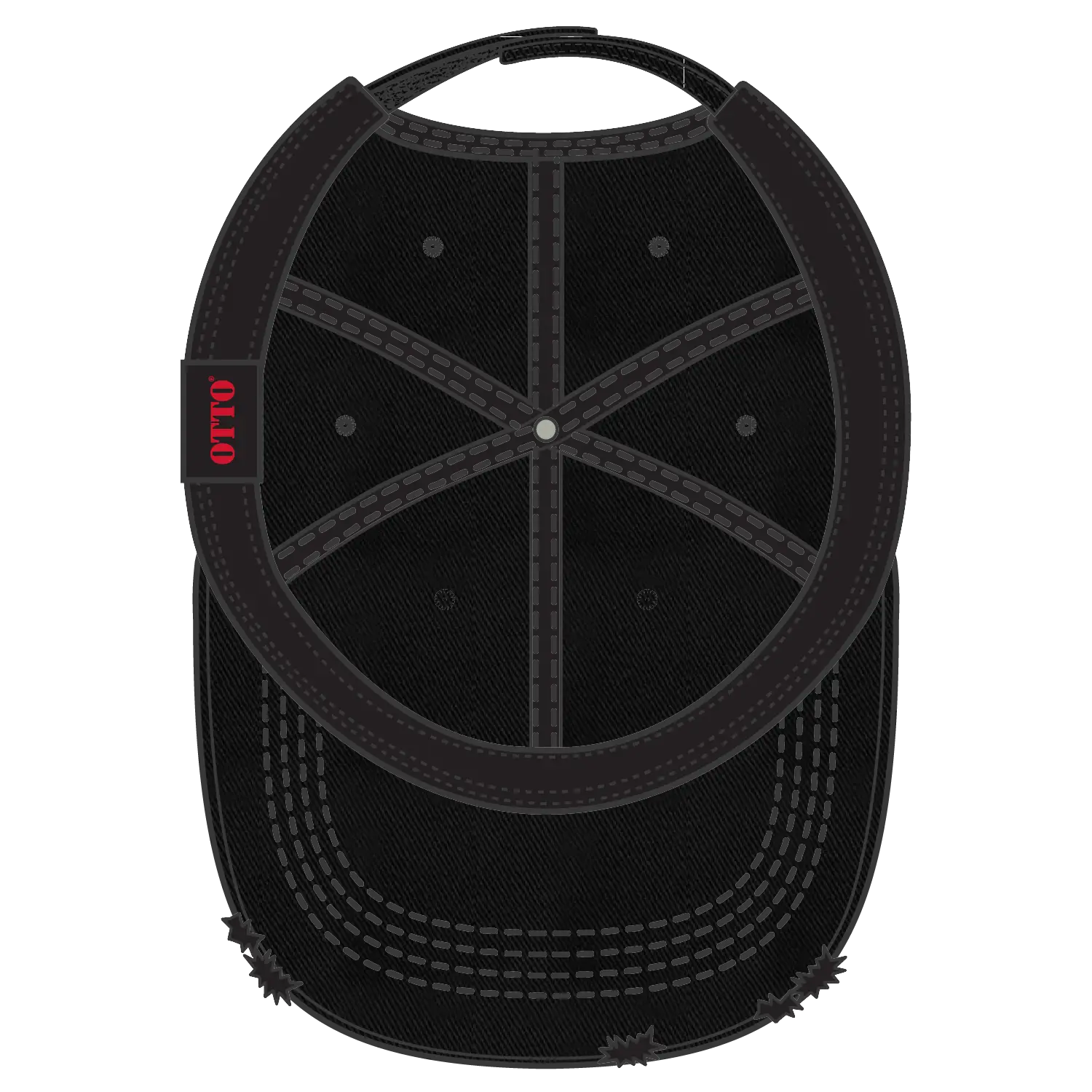 OTTO 104-1018 6 Panel Low Profile Dad Cap - Black - Black / 6 1/2’’ - 7 5/8’’