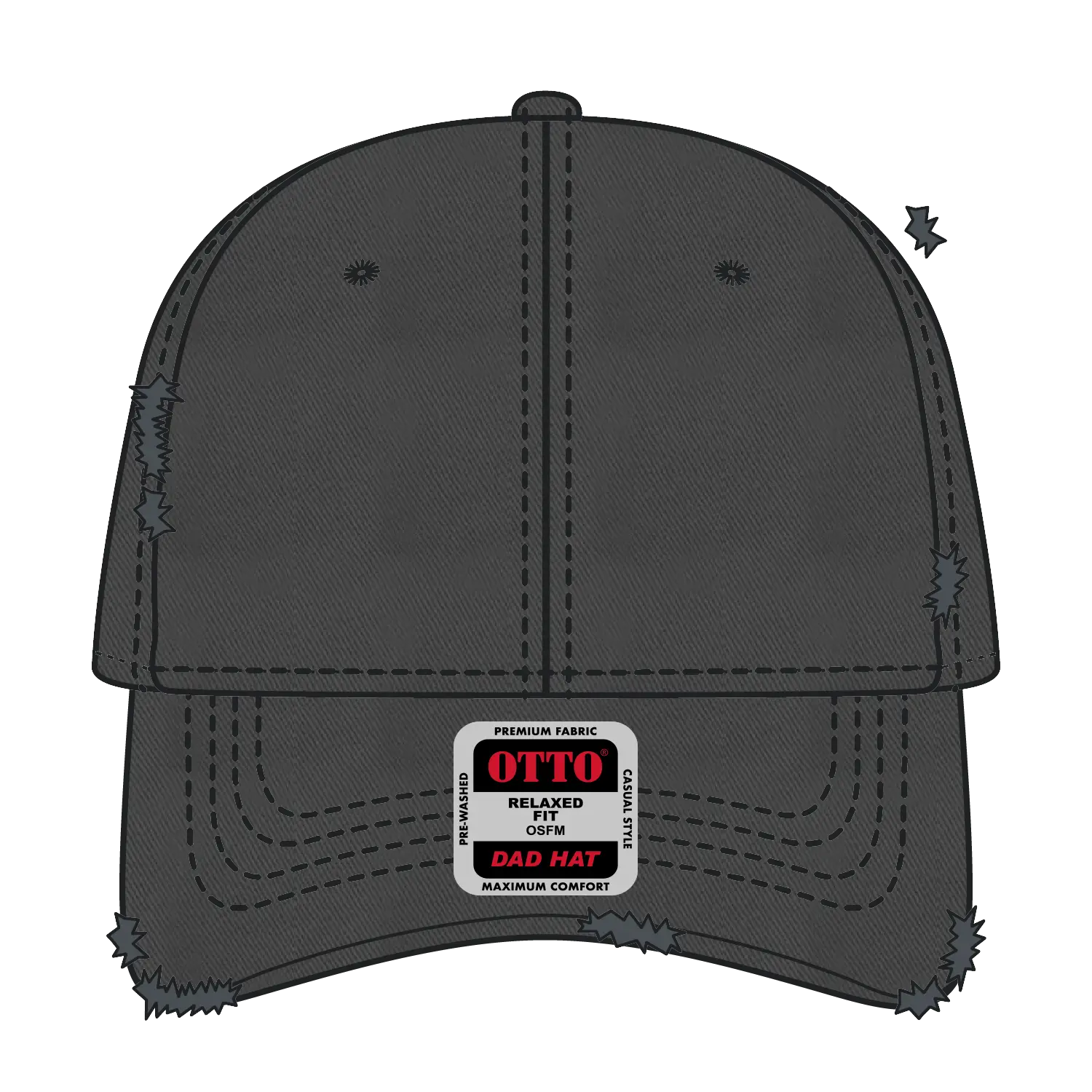 OTTO 104-1018 6 Panel Low Profile Dad Cap - Char. Gray - Char. Gray / 6 1/2’’ - 7 5/8’’