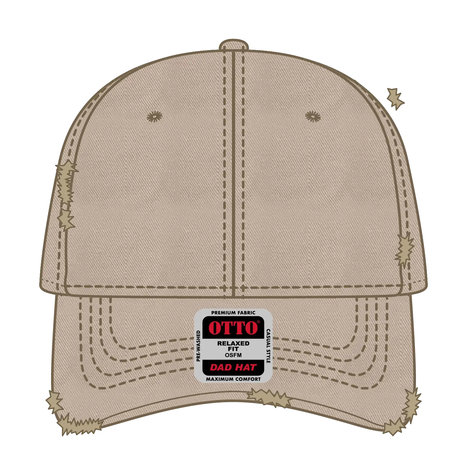 OTTO 104-1018 6 Panel Low Profile Dad Cap - Khaki - Khaki / 6 1/2’’ - 7 5/8’’