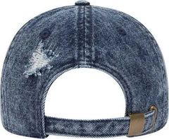 OTTO 104-1250 6 Panel Low Profille Snow Washed Distressed Denim Cap - Navy - Navy / One Size Fits Most