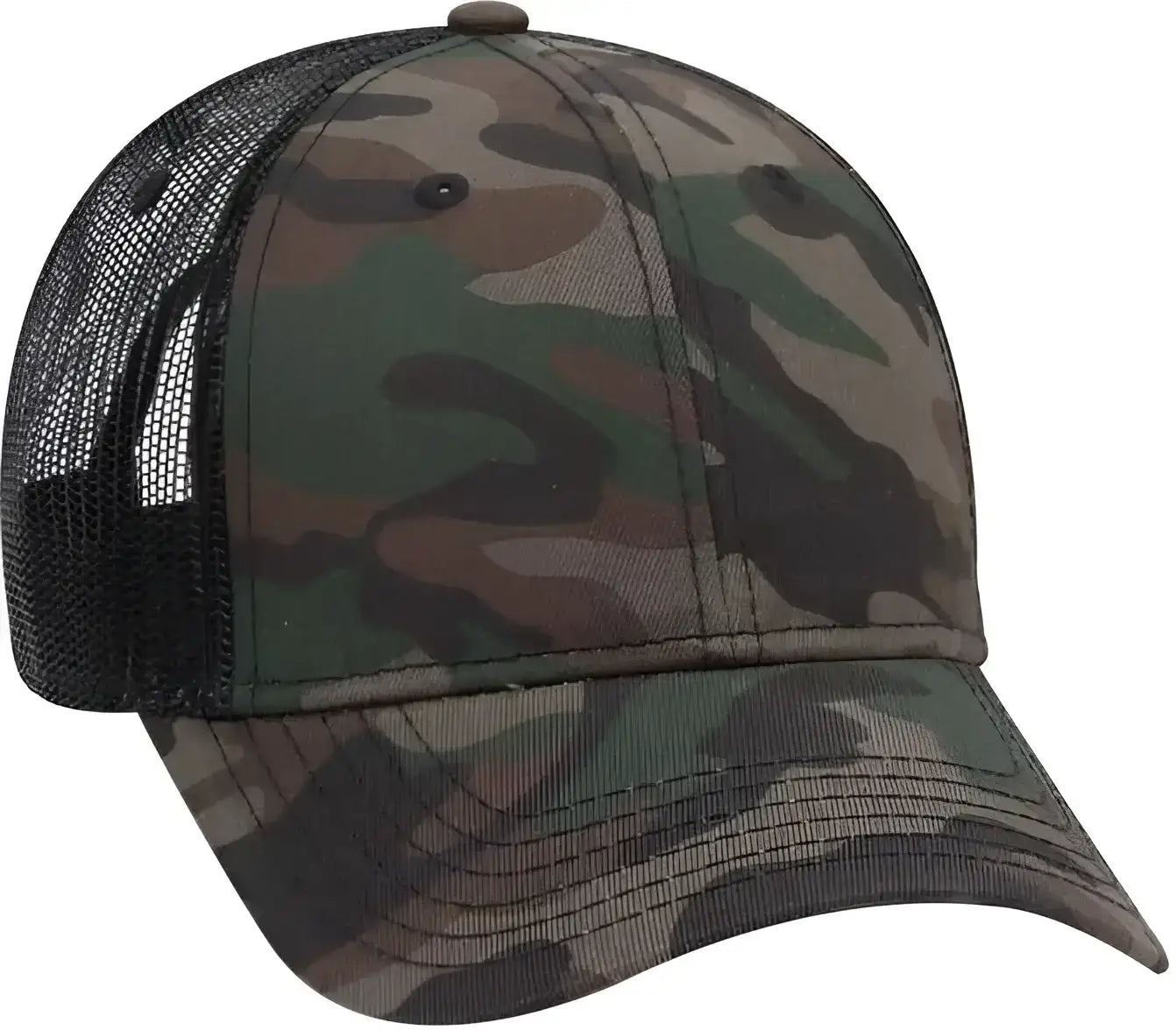 OTTO 105-1247 6 Panel Low Profile Syle Camouflage Cotton Twill Mesh Back Cap - Camo BlackMesh - Black / One Size Fits