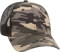 OTTO 105-1247 6 Panel Low Profile Syle Camouflage Cotton Twill Mesh Back Cap - Camo OliveMesh - Olive / One Size Fits
