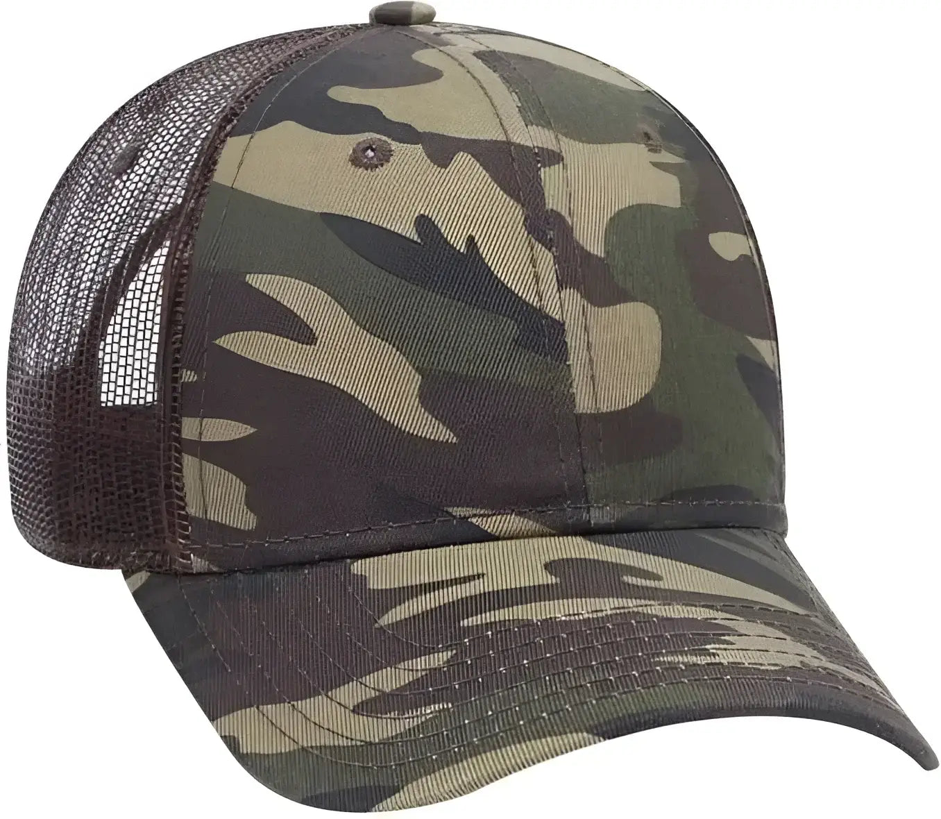 OTTO 105-1247 6 Panel Low Profile Syle Camouflage Cotton Twill Mesh Back Cap - Camo BrownMesh - Brown / One Size Fits