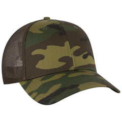 OTTO 105-1247 Camouflage 6 Panel Low Profile Mesh Back Trucker Cap - Dk.Grn/Brn/Dk.Brn - Dk.Grn/Brn/Dk.Brn / 6 1/2’’