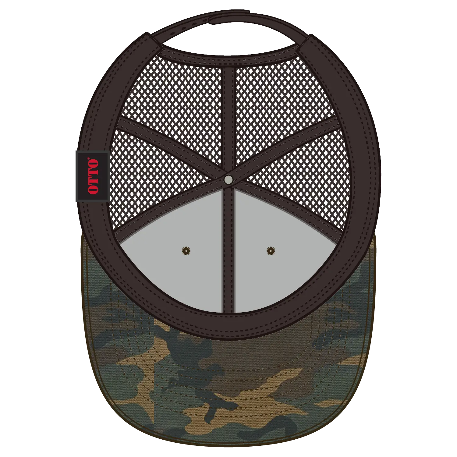 OTTO 105-1247 Camouflage 6 Panel Low Profile Mesh Back Trucker Cap - Dk.Grn/Brn/Dk.Brn - Dk.Grn/Brn/Dk.Brn / 6 1/2’’