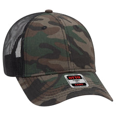 OTTO 105-1247 Camouflage 6 Panel Low Profile Mesh Back Trucker Cap - Camo/BlackMesh - Camo/BlackMesh / 6 1/2’’ - 7 5/8’’