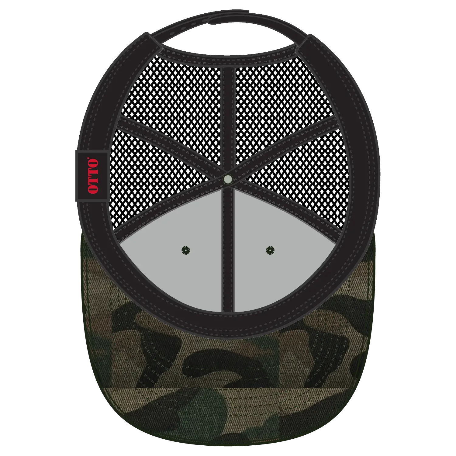 OTTO 105-1247 Camouflage 6 Panel Low Profile Mesh Back Trucker Cap - Camo/BlackMesh - Camo/BlackMesh / 6 1/2’’ - 7 5/8’’