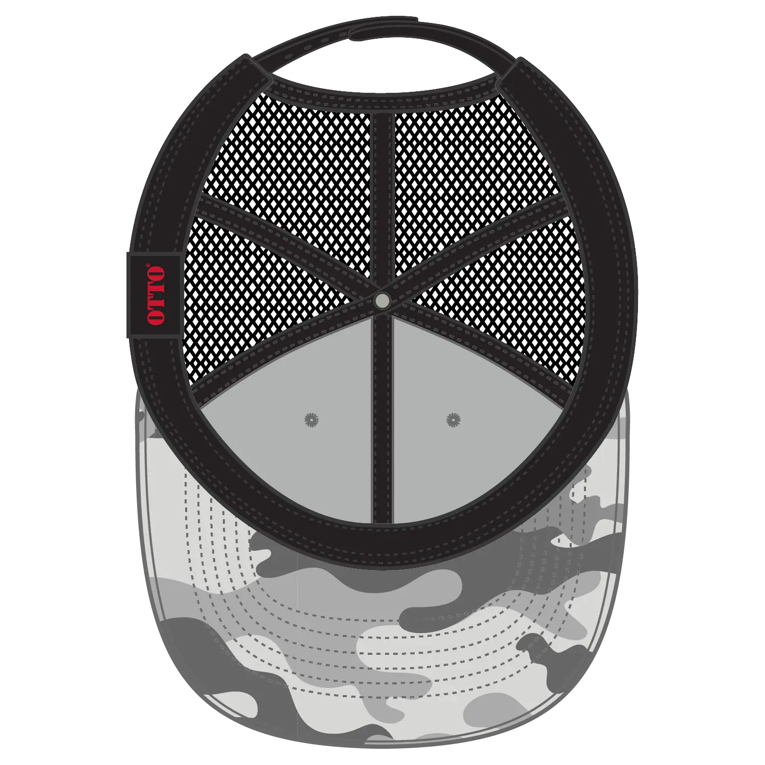 OTTO 105-1247 Camouflage 6 Panel Low Profile Mesh Back Trucker Cap - St.Gry/Gry/Blk - St.Gry/Gry/Blk / 6 1/2’’ - 7 5/8’’