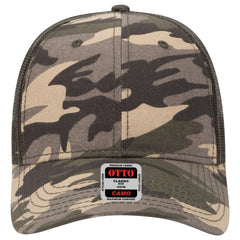 OTTO 105-1247 Camouflage 6 Panel Low Profile Mesh Back Trucker Cap - Camo/OliveMesh - Camo/OliveMesh / 6 1/2’’ - 7 5/8’’
