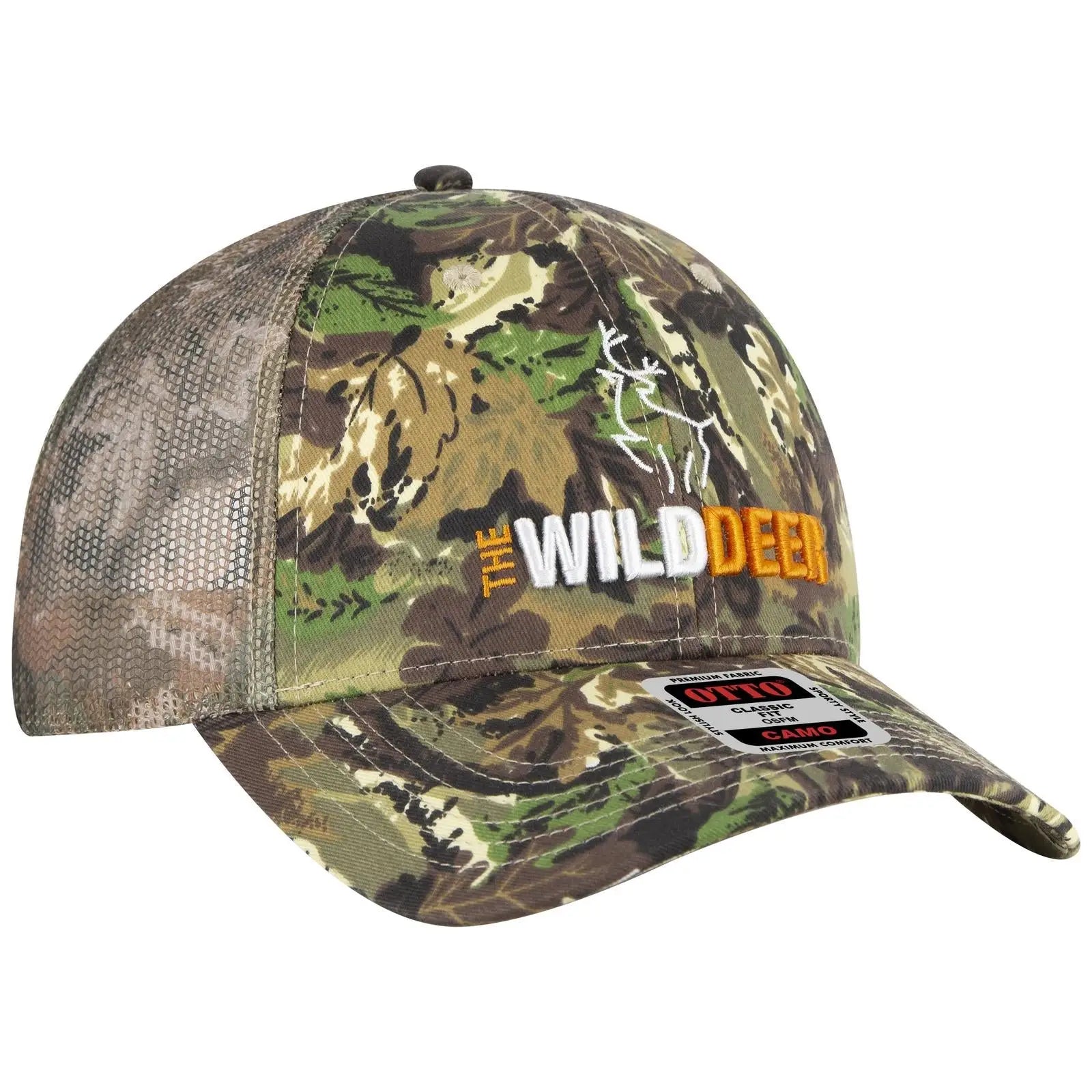 OTTO 105-1247 Camouflage 6 Panel Low Profile Mesh Back Trucker Cap - Lt.Lod/Brn/Kly - Lt.Lod/Brn/Kly / 6 1/2’’ - 7 5/8’’