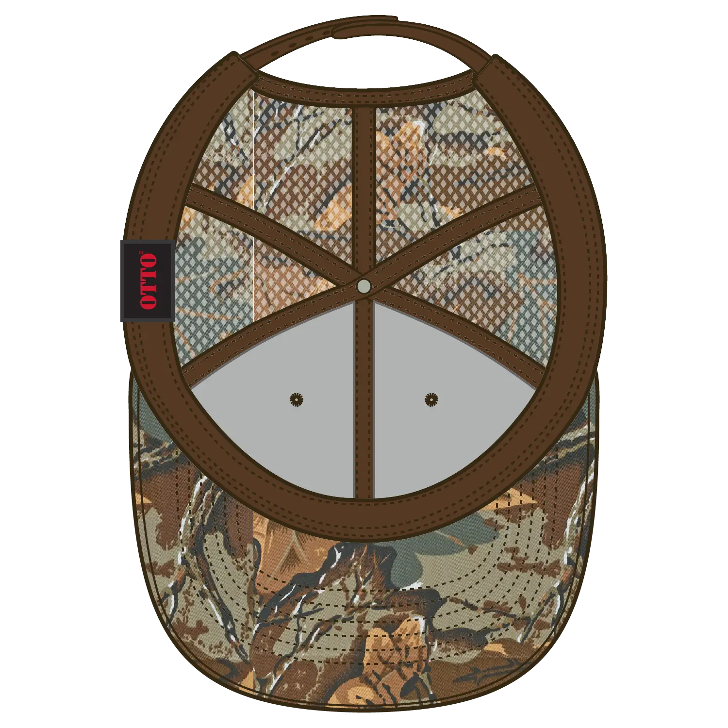 OTTO 105-1247 Camouflage 6 Panel Low Profile Mesh Back Trucker Cap - Kha/Brn/Lt.Ol.Grn - Kha/Brn/Lt.Ol.Grn / 6 1/2’’