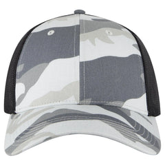 OTTO 105-1247 Camouflage 6 Panel Low Profile Mesh Back Trucker Cap - St.Gry/Gry/Blk - St.Gry/Gry/Blk / 6 1/2’’ - 7 5/8’’
