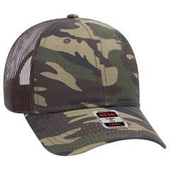 OTTO 105-1247 Camouflage 6 Panel Low Profile Mesh Back Trucker Cap - Camo/BrownMesh - Camo/BrownMesh / 6 1/2’’ - 7 5/8’’