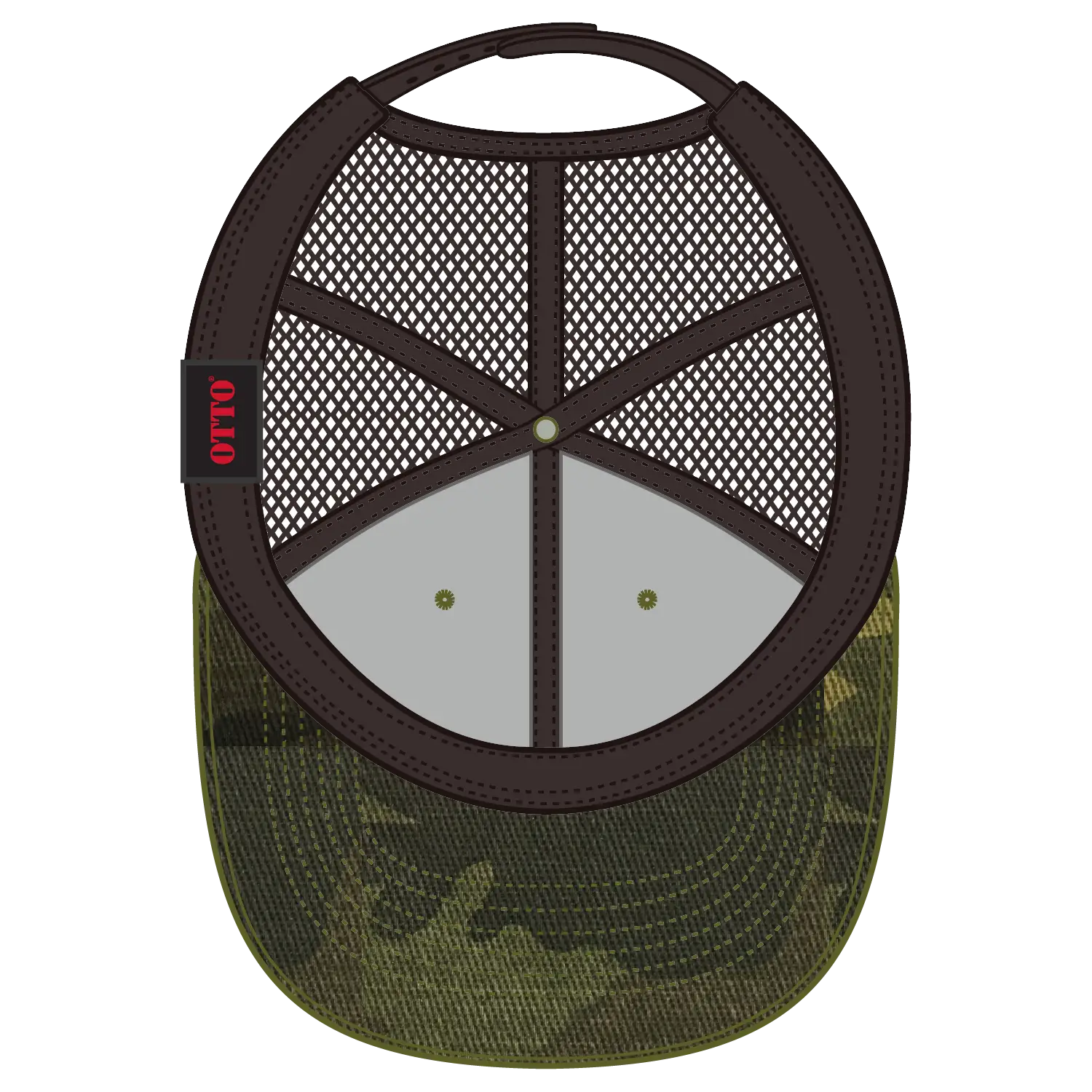 OTTO 105-1247 Camouflage 6 Panel Low Profile Mesh Back Trucker Cap - Camo/BrownMesh - Camo/BrownMesh / 6 1/2’’ - 7 5/8’’