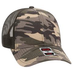 OTTO 105-1247 Camouflage 6 Panel Low Profile Mesh Back Trucker Cap - Camo/OliveMesh - Camo/OliveMesh / 6 1/2’’ - 7 5/8’’