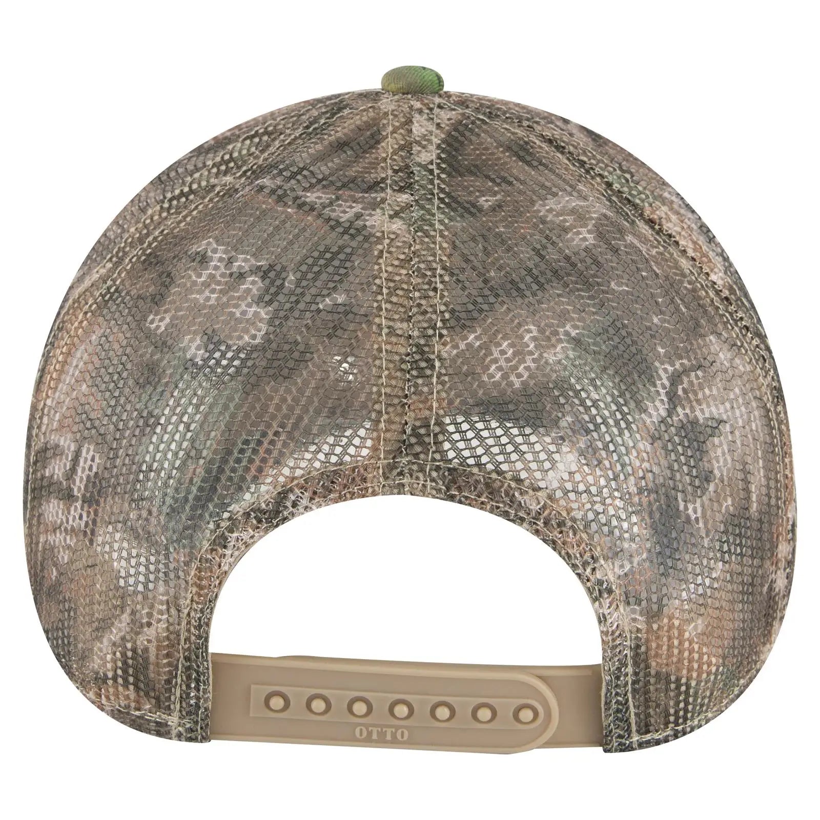 OTTO 105-1247 Camouflage 6 Panel Low Profile Mesh Back Trucker Cap - Lt.Lod/Brn/Kly - Lt.Lod/Brn/Kly / 6 1/2’’ - 7 5/8’’