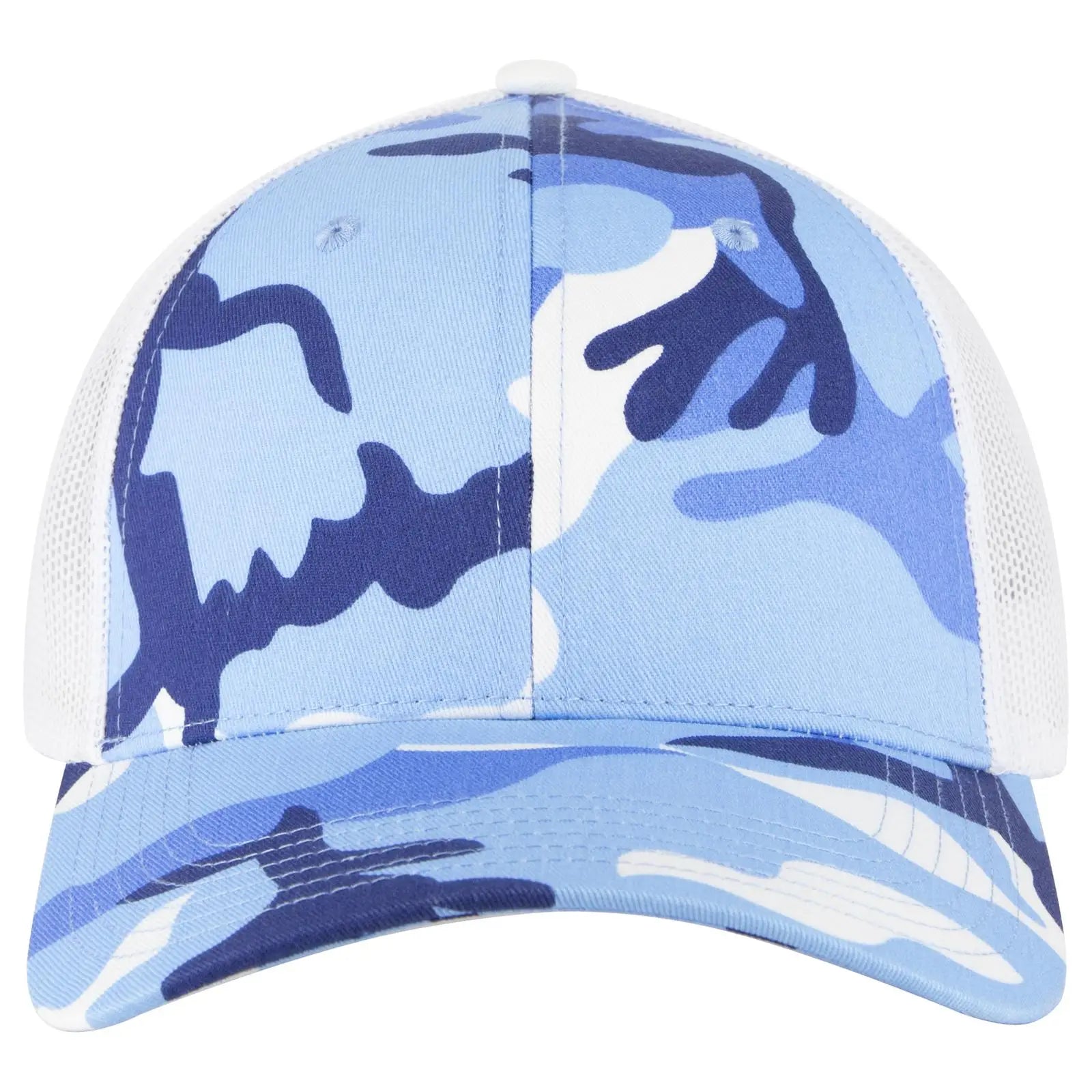 OTTO 105-1247 Camouflage 6 Panel Low Profile Mesh Back Trucker Cap - Aqu/Lk.Blu/Wht - Aqu/Lk.Blu/Wht / 6 1/2’’ - 7 5/8’’