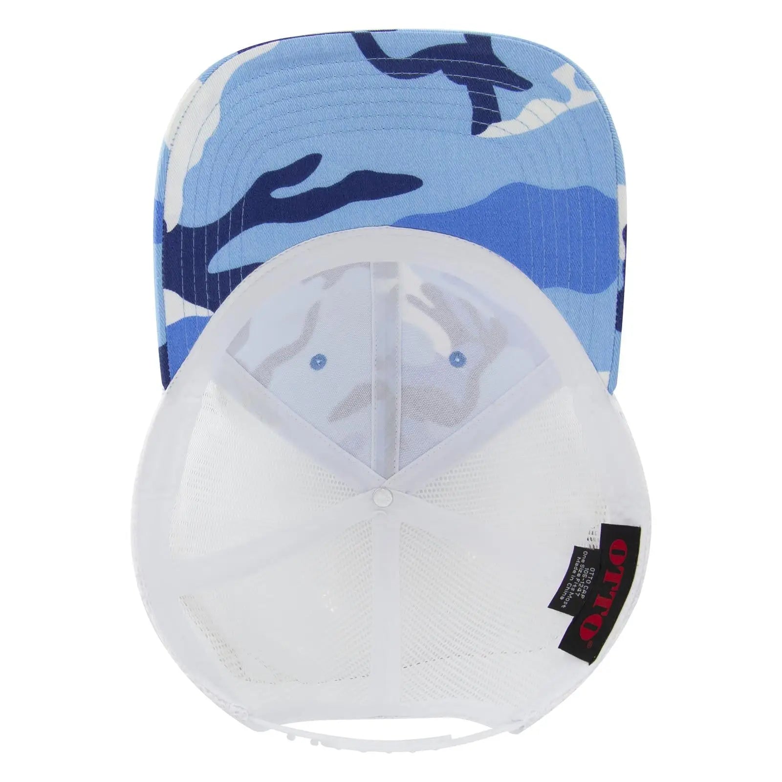 OTTO 105-1247 Camouflage 6 Panel Low Profile Mesh Back Trucker Cap - Aqu/Lk.Blu/Wht - Aqu/Lk.Blu/Wht / 6 1/2’’ - 7 5/8’’