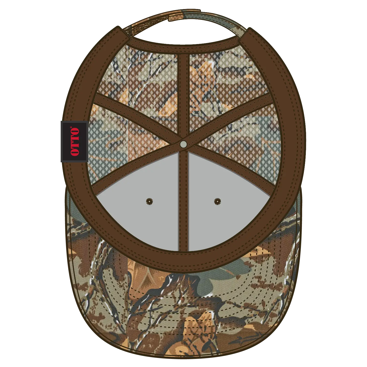 OTTO 105-751 Camouflage 6 Panel Low Profile Mesh Back Trucker Cap - Kha/Brn/Lt.Ol.Grn - Kha/Brn/Lt.Ol.Grn / 6 1/2’’ - 7