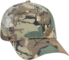 OTTO 105-751 Camouflage 6 Panel Low Profile Mesh Back Trucker Cap - Khaki Brown Light Olive Green - Khaki Brown