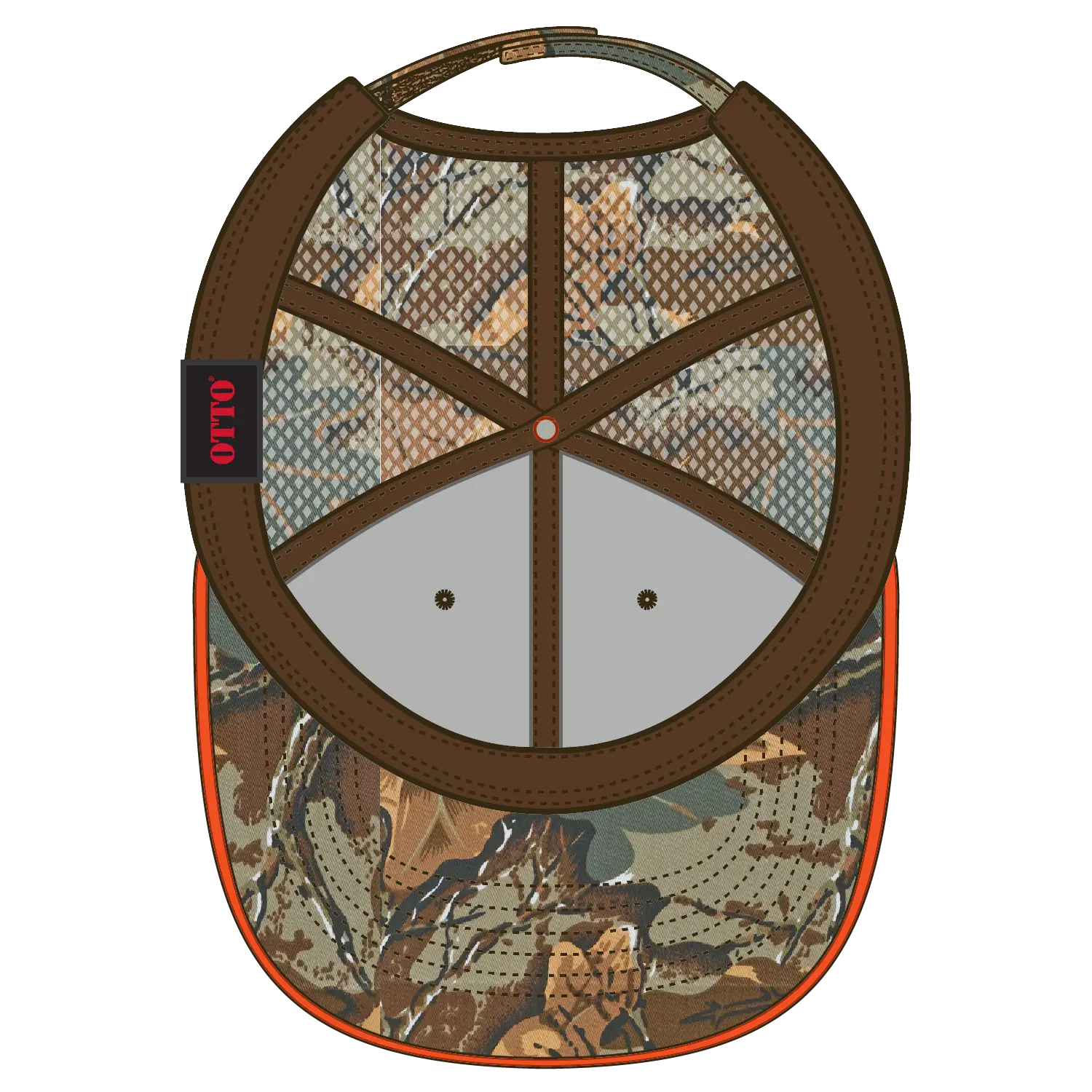 OTTO 106-752 Camouflage 6 Panel Low Profile Mesh Back Trucker Cap - Kha/Brn/Lt.Ol.Grn - Kha/Brn/Lt.Ol.Grn / 6 1/2’’ - 7