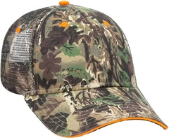 OTTO 106-752 Camouflage 6 Panel Low Profile Mesh Back Trucker Cap - Light Loden Brown Kelly - Olive Brown / One Size