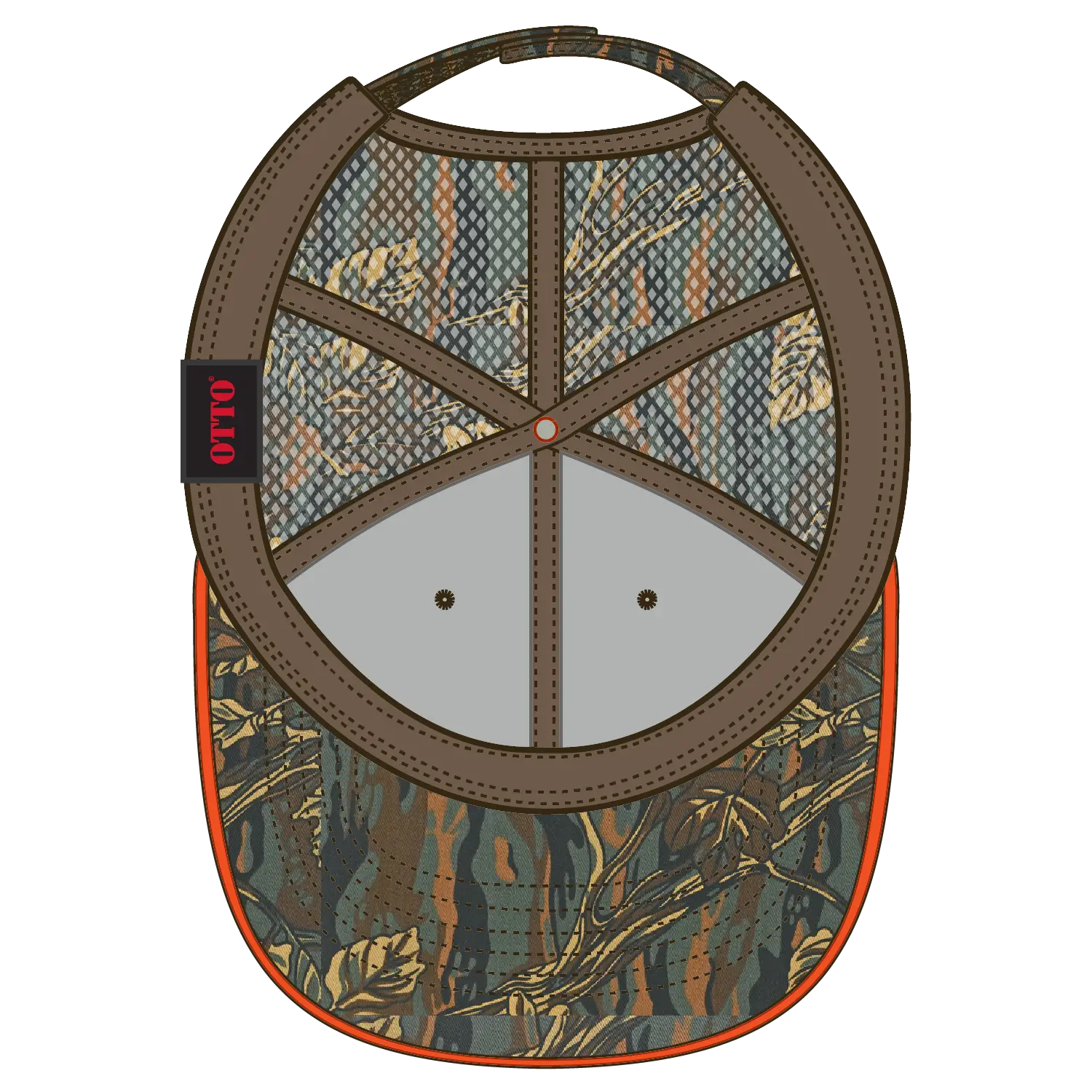 OTTO 106-752 Camouflage 6 Panel Low Profile Mesh Back Trucker Cap - Dk.Grn/Kha/Brn - Dk.Grn/Kha/Brn / 6 1/2’’ - 7 5/8’’