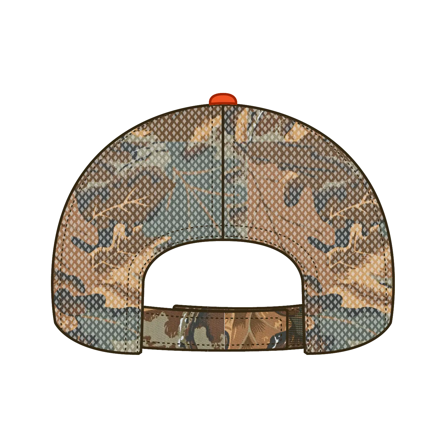 OTTO 106-752 Camouflage 6 Panel Low Profile Mesh Back Trucker Cap - Kha/Brn/Lt.Ol.Grn - Kha/Brn/Lt.Ol.Grn / 6 1/2’’ - 7