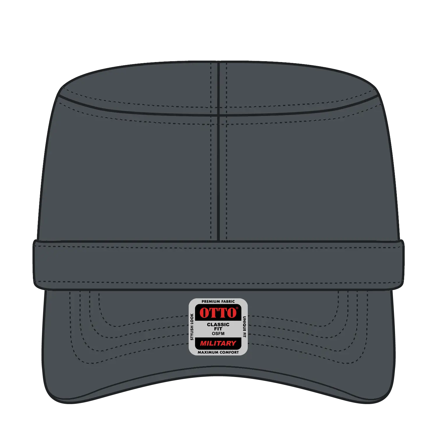 OTTO 109-791 Military Cap - Char. Gray - Char. Gray / 6 1/2’’ - 7 5/8’’