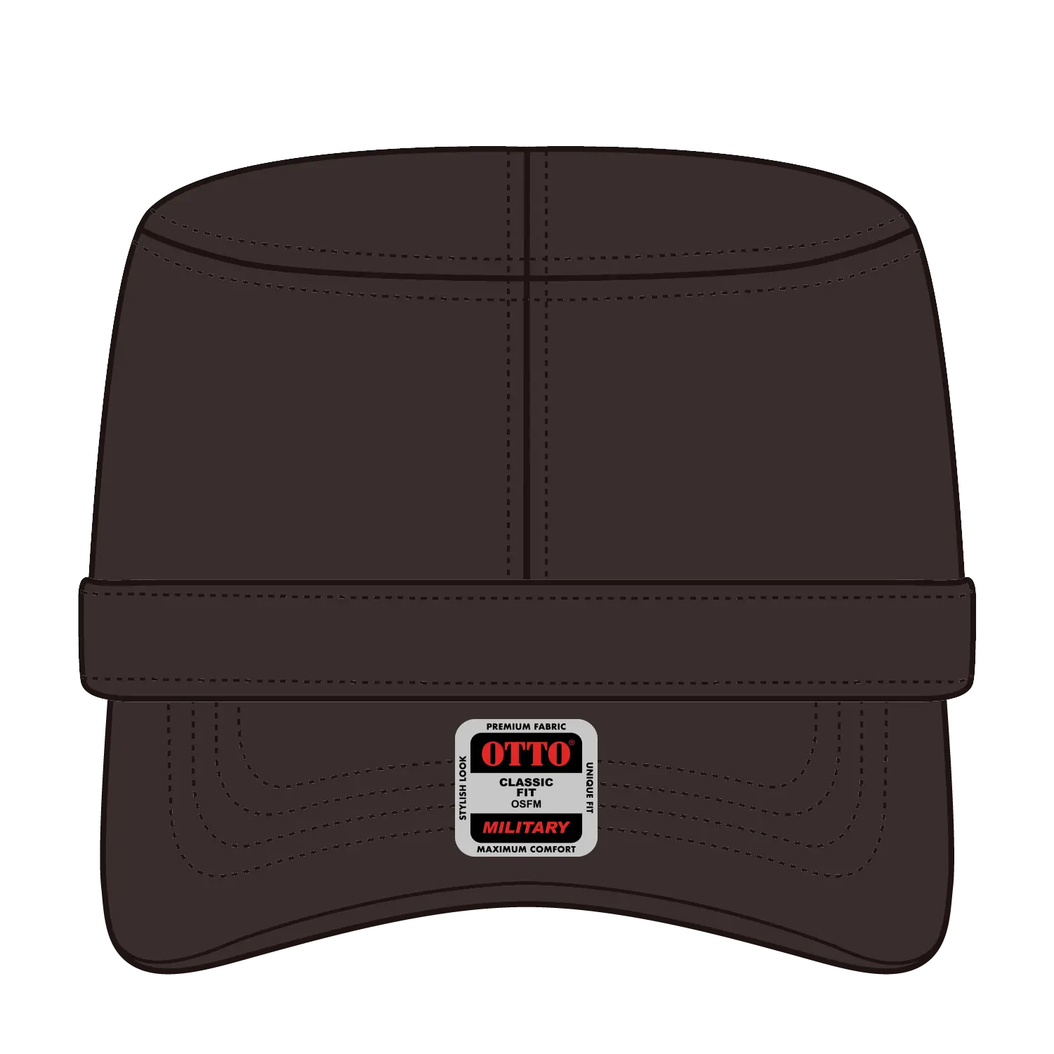 OTTO 109-791 Military Cap - Dk. Brown - Dk. Brown / 6 1/2’’ - 7 5/8’’