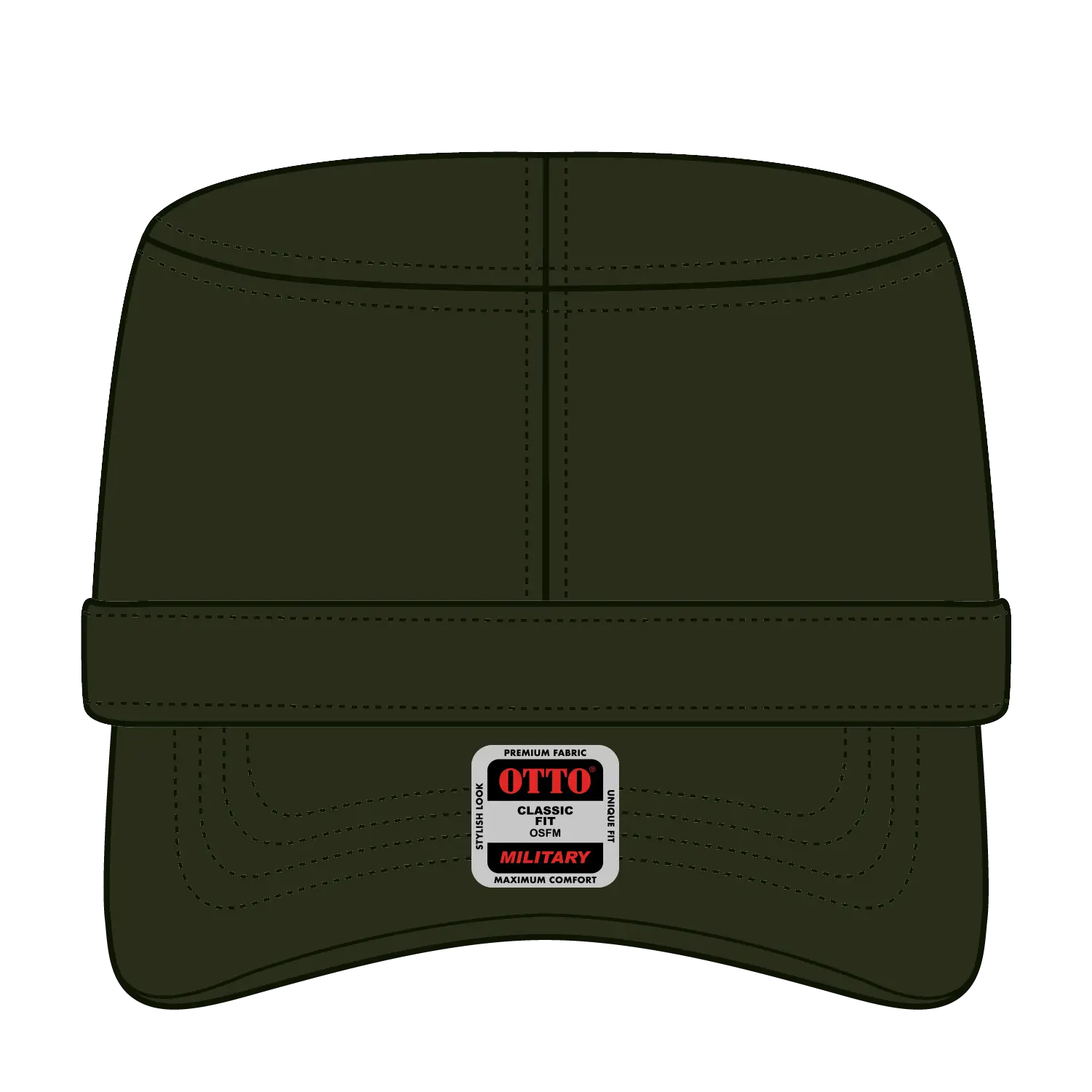 OTTO 109-791 Military Cap - Dk. Ol. Green - Dk. Ol. Green / 6 1/2’’ - 7 5/8’’