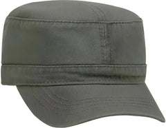 OTTO 109-791 Superior Garment Washed Cotton Twill Military Style Cap with Adjustable Hook and Loop - Dark Brown - Brown