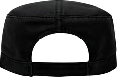 OTTO 109-791 Superior Garment Washed Cotton Twill Military Style Cap with Adjustable Hook and Loop - Black - Black