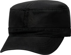 OTTO 109-791 Superior Garment Washed Cotton Twill Military Style Cap with Adjustable Hook and Loop - Black - Black