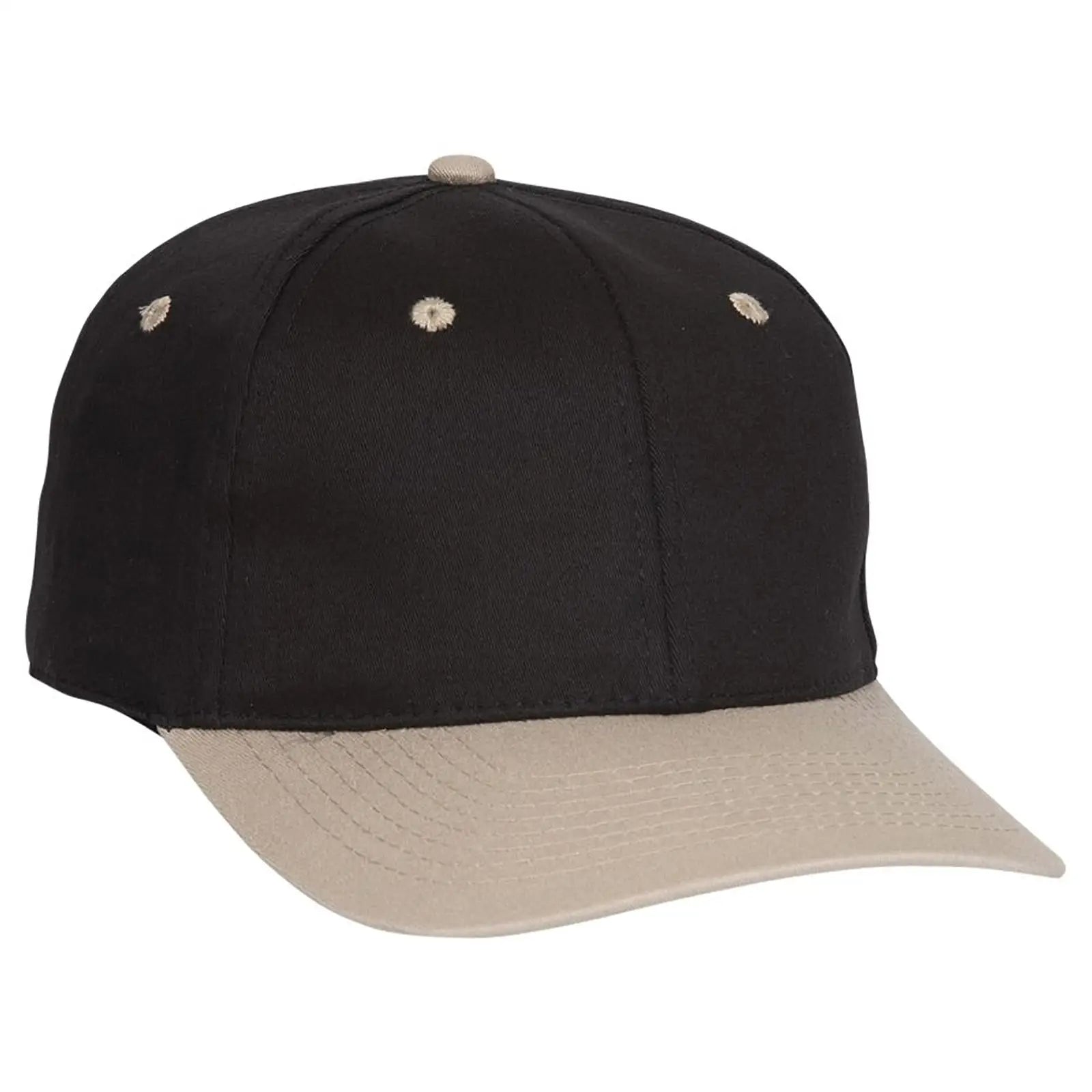 OTTO 11-018 ’OTTO Flex’ Fitted 6 Panel Low Profile Baseball Cap - Kha/Blk - Kha/Blk / 7’’ - 7 1/4’’