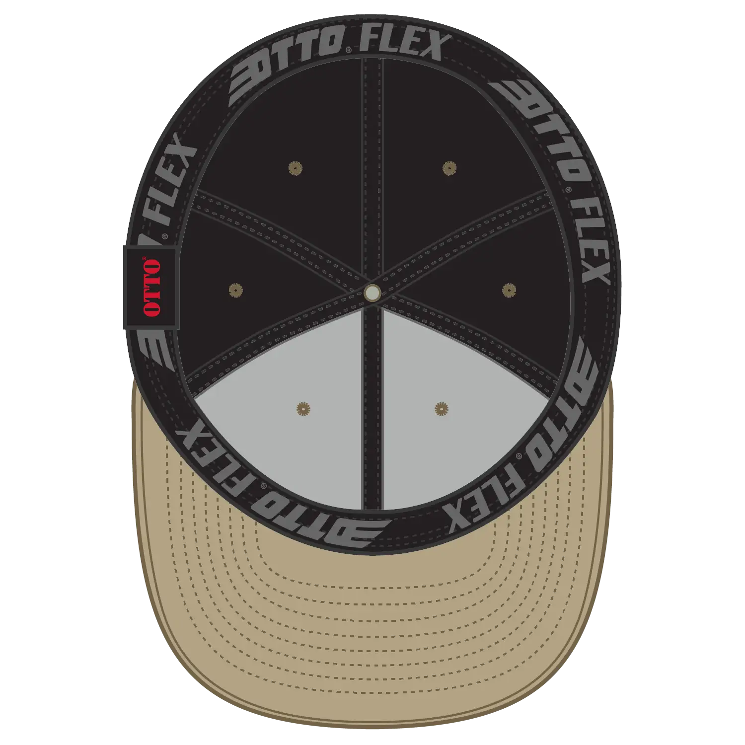 OTTO 11-018 ’OTTO Flex’ Fitted 6 Panel Low Profile Baseball Cap - Kha/Blk - Kha/Blk / 7’’ - 7 1/4’’